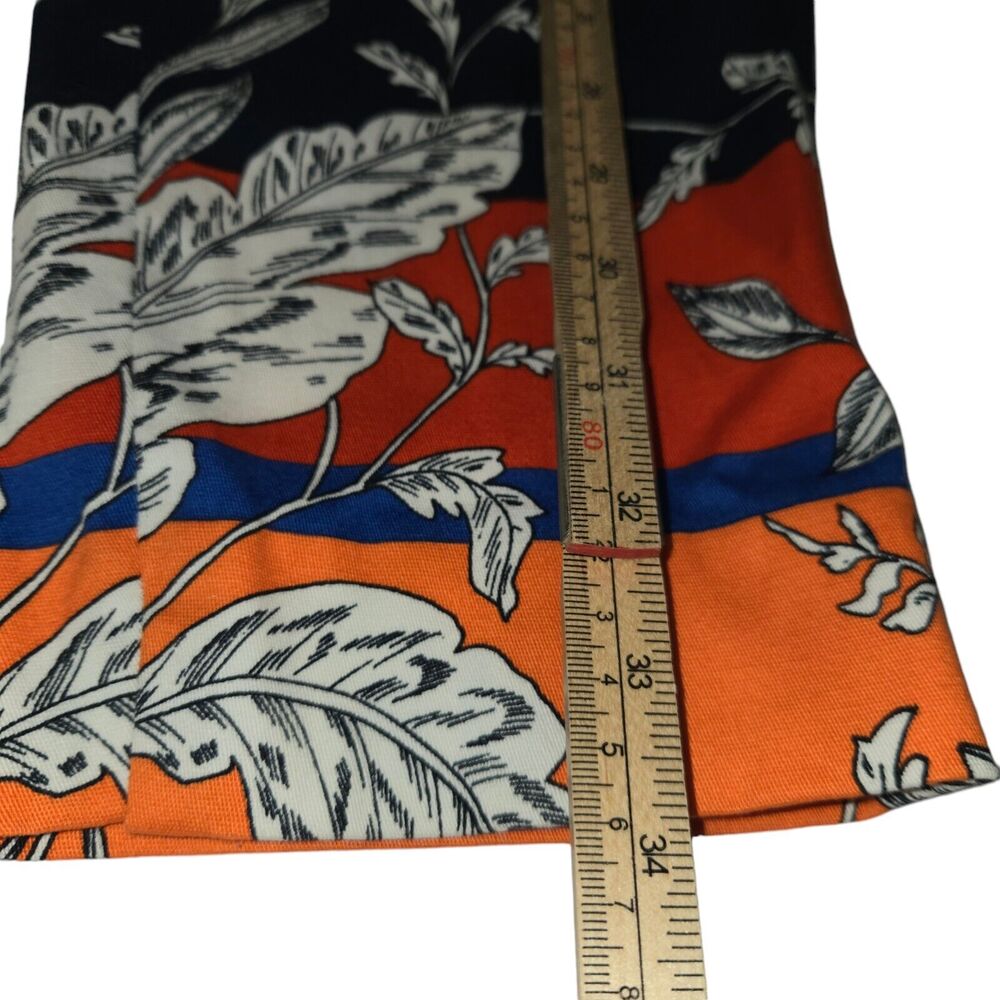 Zara‎ Womens Size 6 Pants Stretch Navy Tropical Floral Color Block Cropped Ankle - Picture 7 of 14
